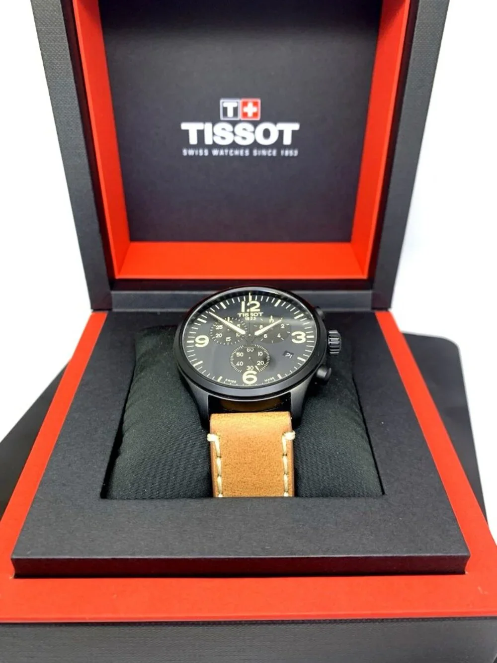 Tissot Men's Watch Swiss Quartz Chronograph 45mm Brown Leather T1166173605700